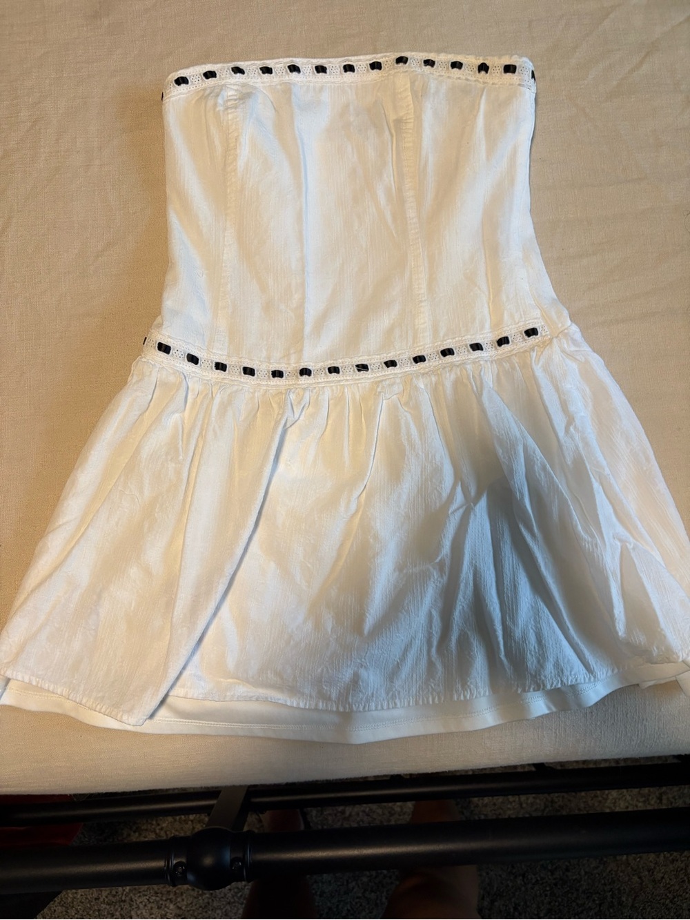 RSQ White Strapless Circle Skater Skirt with Black Trim